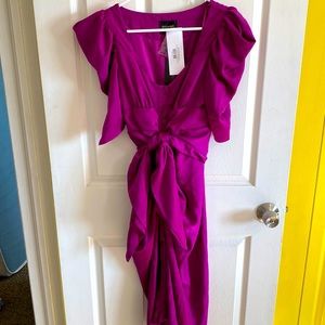Purple gathered button dress